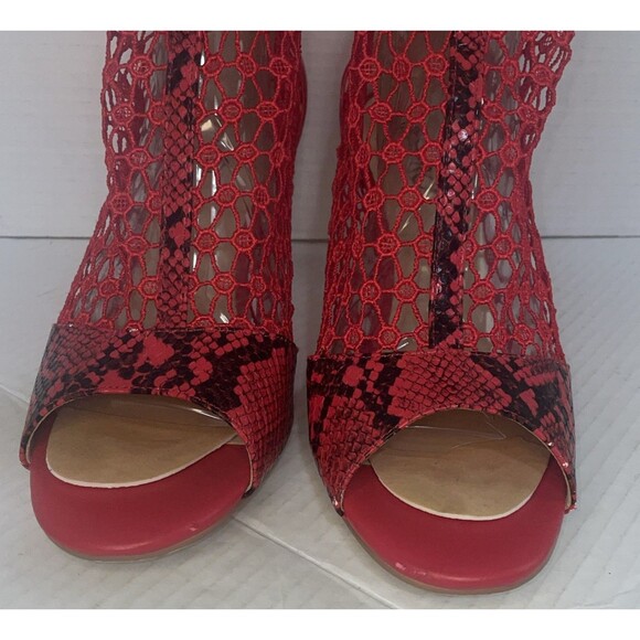 Ashro Booties 11M Heels‎ Snakeskin Mesh Zip Back Kitten Heel Dressy Shoe - Picture 4 of 15